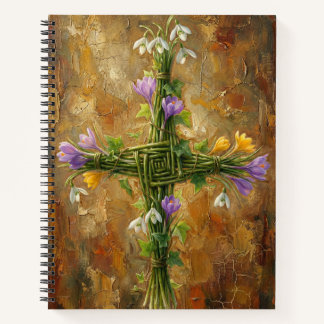 St. Brigid Kreuz Grüne Binsen Krokus Imbolc Kunst Notizbuch