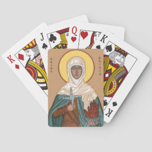 St Brigid mit Heiligem Feuer und Kreuz Spielkarten