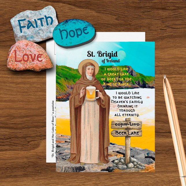 St. Brigid of Ireland and Her Lake of Beer Postkarte (Von Creator hochgeladen)