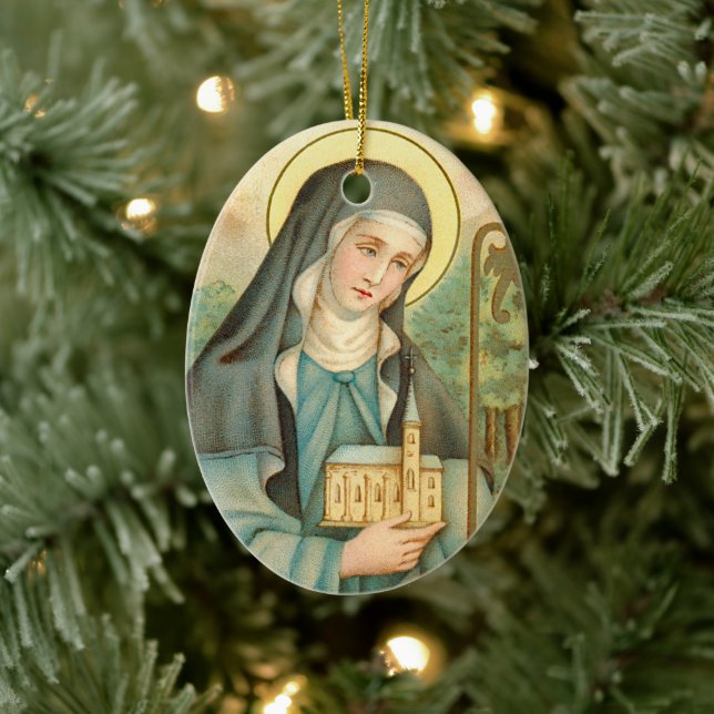St. Brigid of Ireland (M 014) Keramik Ornament (Baum)