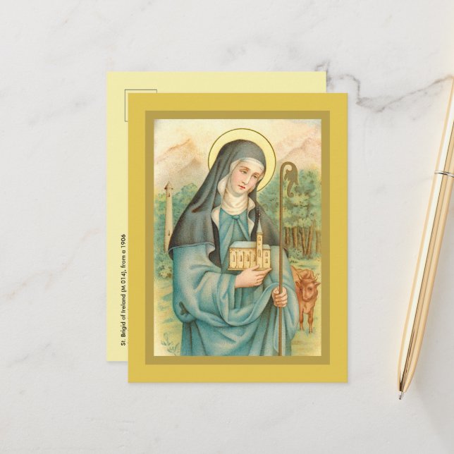 St. Brigid of Ireland (M 014) Postkarte (Vorderseite/Rückseite Beispiel)