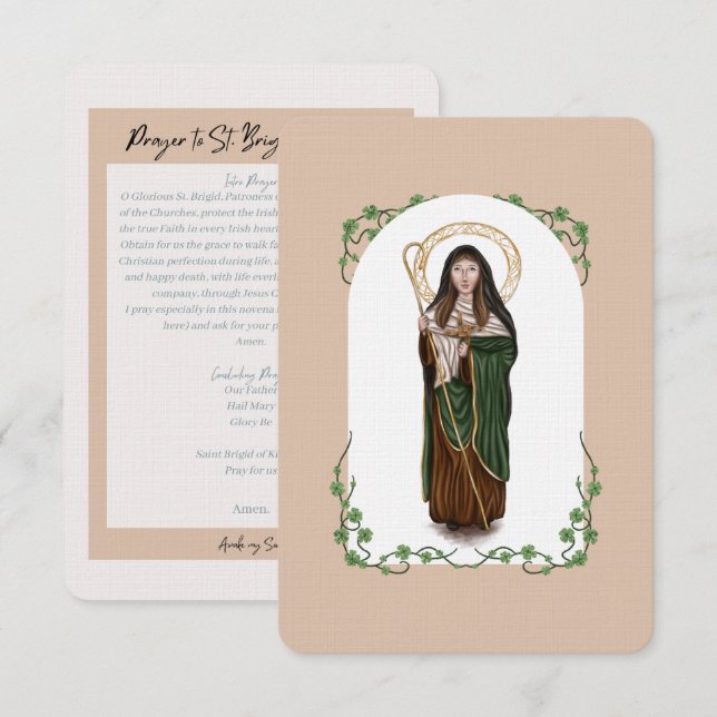 St. Brigid of Kildare Novena Card Dankeskarte (Vorne/Hinten)