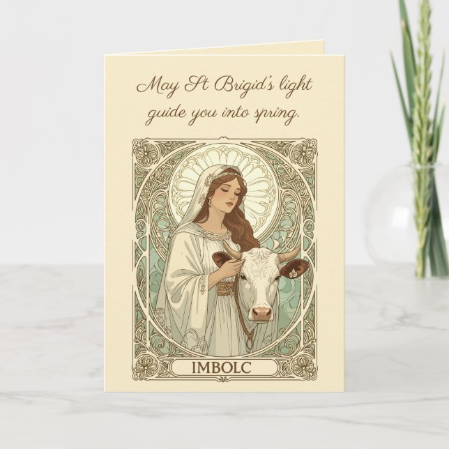St Brigid Patroness Saint of Ireland Imbolc Karte (Vorderseite)