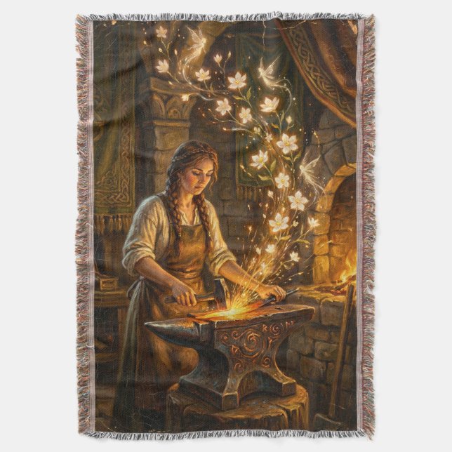 St. Brigid Schmiedefeen Blumen Fantasy-Kunst Decke (Vorderseite Vertikal)