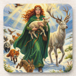 St Brigid Spring Goddess Woodland Animals Imbolc Getränkeuntersetzer