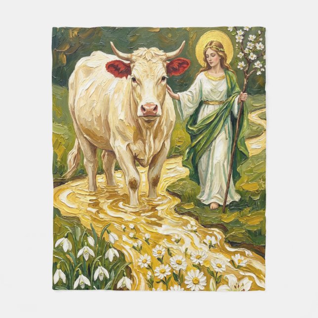 St. Brigid & The White Cow (Imbolc) Fleecedecke (Vorderseite)