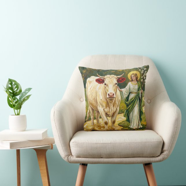 St. Brigid & The White Cow (Imbolc) Kissen (Stuhl )