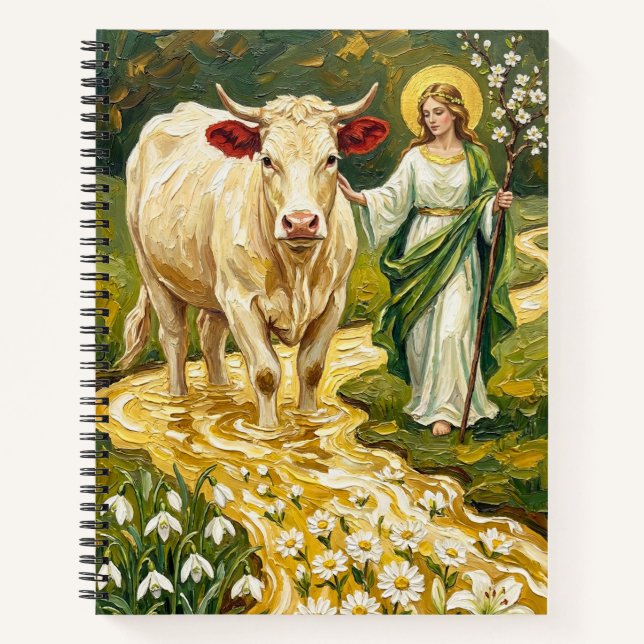 St. Brigid & The White Cow (Imbolc) Notizbuch (Vorderseite)