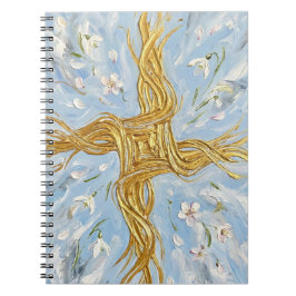 St Brigid's Cross Snowdrops Golden Imbolc Art Notizblock