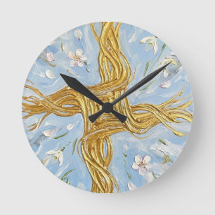 St. Brigids Kreuz Schneeglöckchen Golden Imbolc Ku Runde Wanduhr