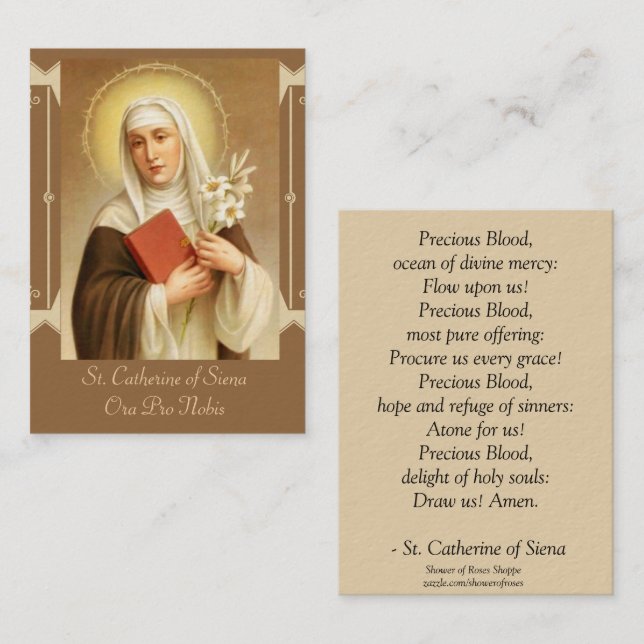 St. Catherine der Siena-Schrifts-Lilien Visitenkarte (Vorne/Hinten)