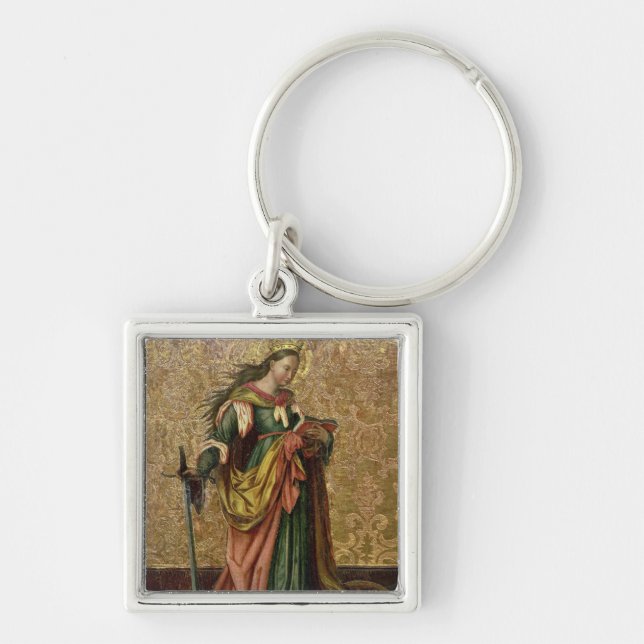 St. Catherine von Alexandria (Öl auf Platte) 2 Schlüsselanhänger (Vorne)