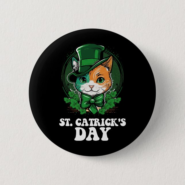 St Catricks Day Cat Lovers St Patrick's Day Button (Vorderseite)