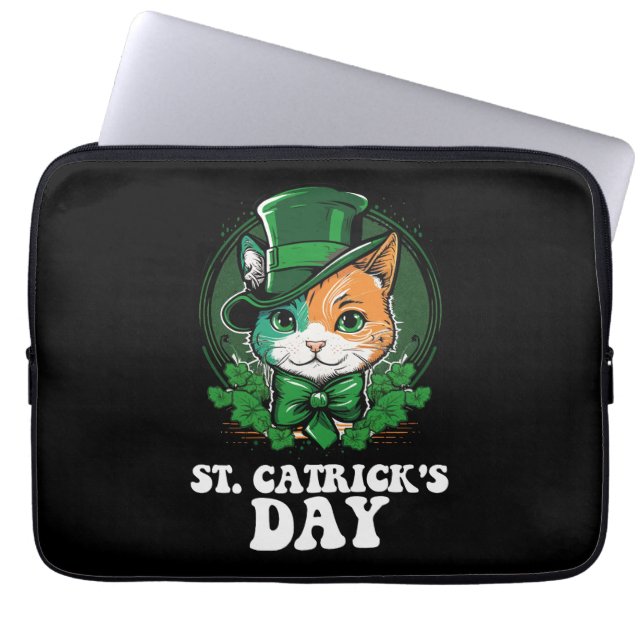 St Catricks Day Cat Lovers St Patrick's Day Laptopschutzhülle (Vorderseite)
