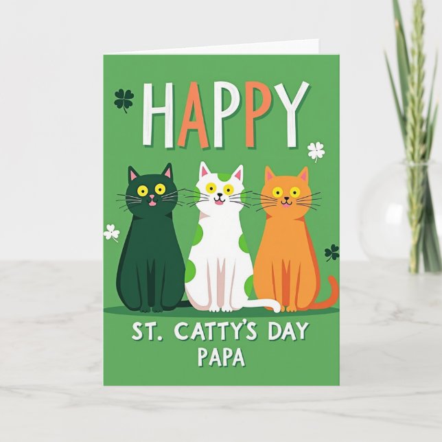 St Cattys Day Papa Cat Card Karte (Vorderseite)