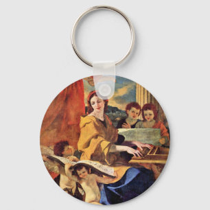 St. Cecilia by Poussin Nicolas (beste Qualität) Schlüsselanhänger