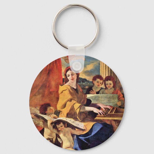 St. Cecilia by Poussin Nicolas (beste Qualität) Schlüsselanhänger (Vorderseite)
