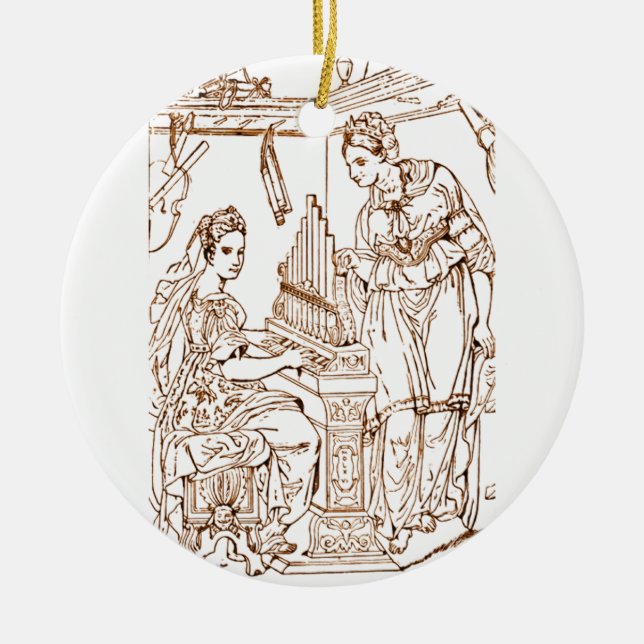 St. Cecilia mit der Heiligen Catherine von Alexand Keramik Ornament (Vorne)