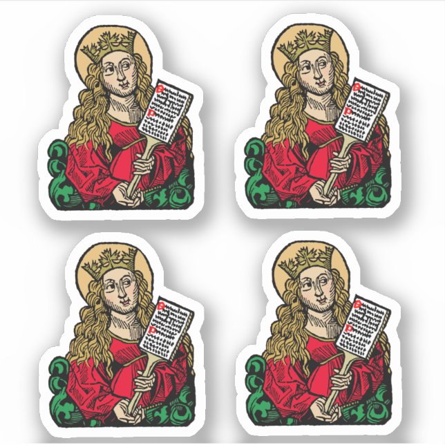 St. Cecilia mit Hymn Board (Nürnberg) 4-Up Aufkleber (Vorderseite)