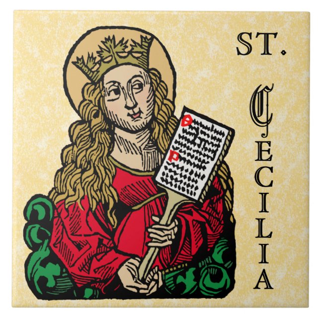 St. Cecilia mit Hymn Board (Nürnberg) Fliese (Vorderseite)