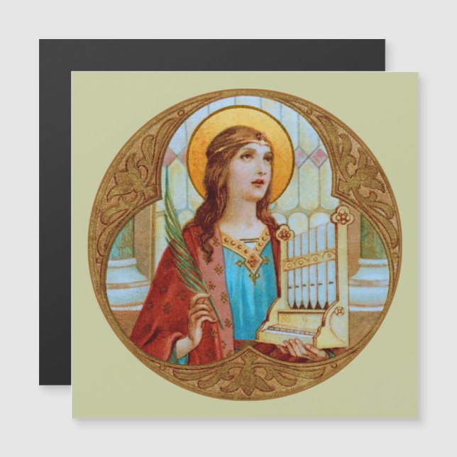 St. Cecilia of Rome (BK 003) Magnetic Greeting Car Magnetkarte (Vorne/Hinten)