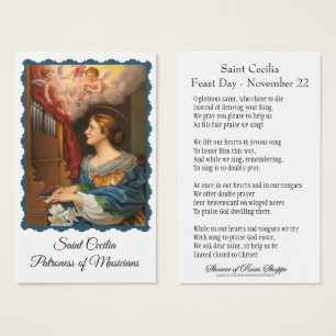 St. Cecilia Patroness of Musicians - Holy Card