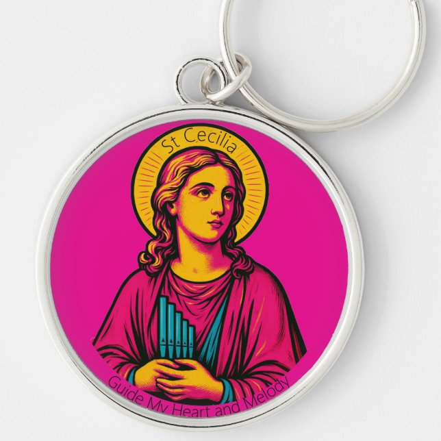 St Cecilia Pop Art Keyring Schlüsselanhänger (Vorne)
