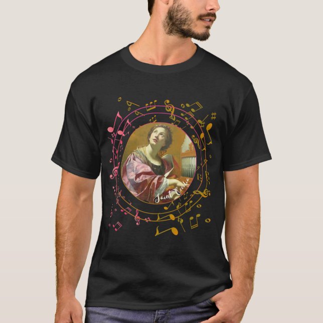 St Cecilia Schutzheilige der Musiker Katholische M T-Shirt (Vorderseite)