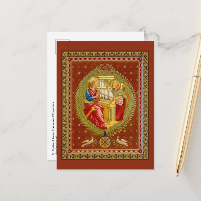 St. Cecilia von Rom (SNV 36) Vertikale Postkarte (Vorderseite/Rückseite Beispiel)