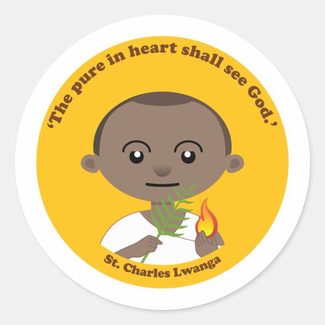 St. Charles Lwanga Runder Aufkleber (Vorderseite)
