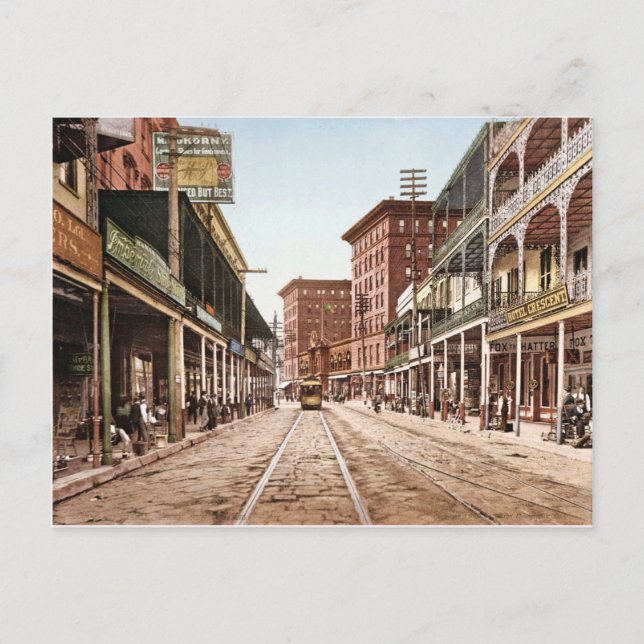 St. Charles Street New Orleans 1900 Postkarte (Vorderseite)