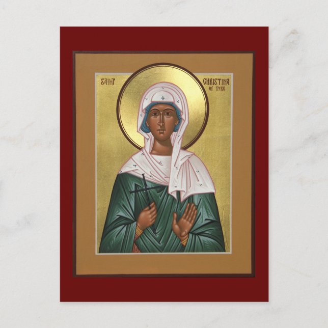 St. Christina of Tire Icon Gebet Card Postkarte (Vorderseite)
