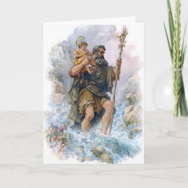 St Christopher Crossing The River - Feast Day Card Karte (Vorderseite)