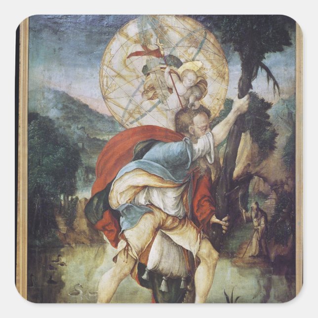 St. Christopher Quadratischer Aufkleber (Vorderseite)
