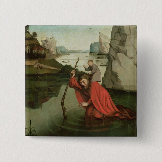 St Christopher, welches das Christus-Kind trägt Button (Vorderseite)