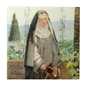 St. Clara von Assisi bewässert Blumen (M 065) Fliese