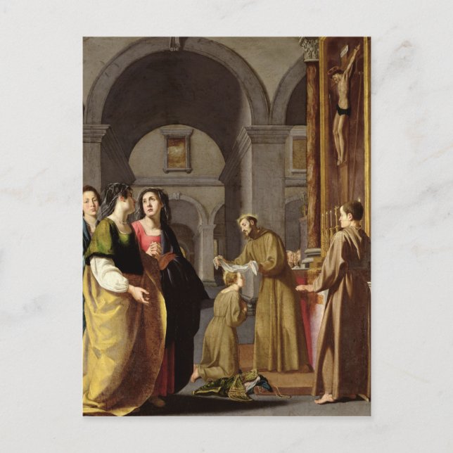 St. Clare Erhalten des Schleiers von St. Francis Postkarte (Vorderseite)