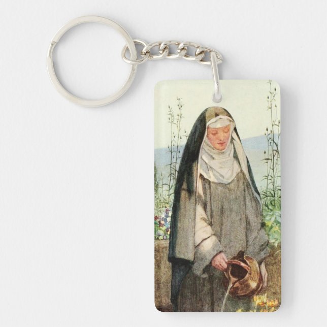 St. Clare of Assisi Watering Blume (M 065) Schlüsselanhänger (Vorderseite)