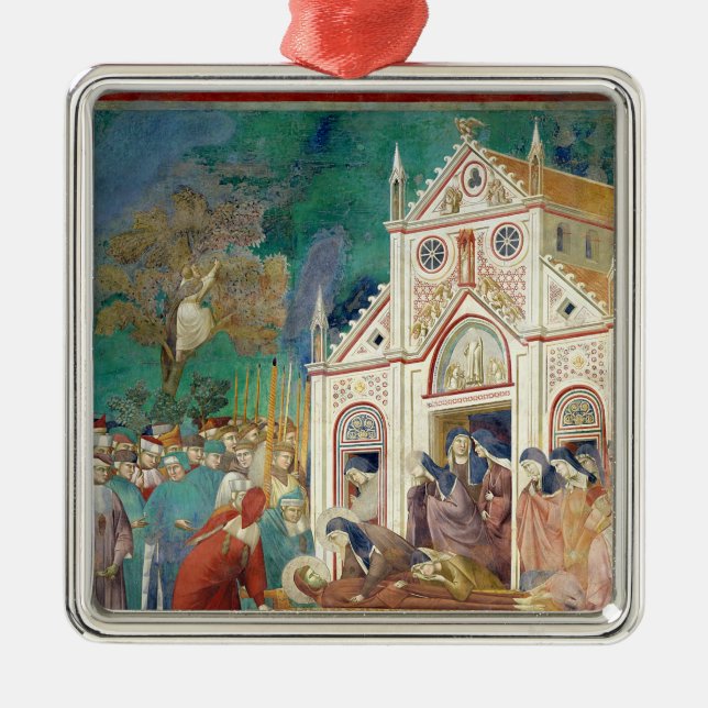 St. Clare umfaßt den Körper von St Francis Ornament Aus Metall (Vorne)