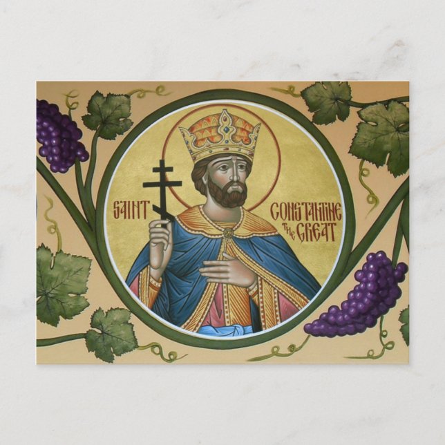 St. Constantine the Great Prayer Card Postkarte (Vorderseite)
