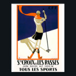 St. Croix Schweiz Skifahren Vintag Poster<br><div class="desc">Grosses Vintage Poster einer kunstvollen Deko-Skifrau in St. Croix Schweiz.</div>