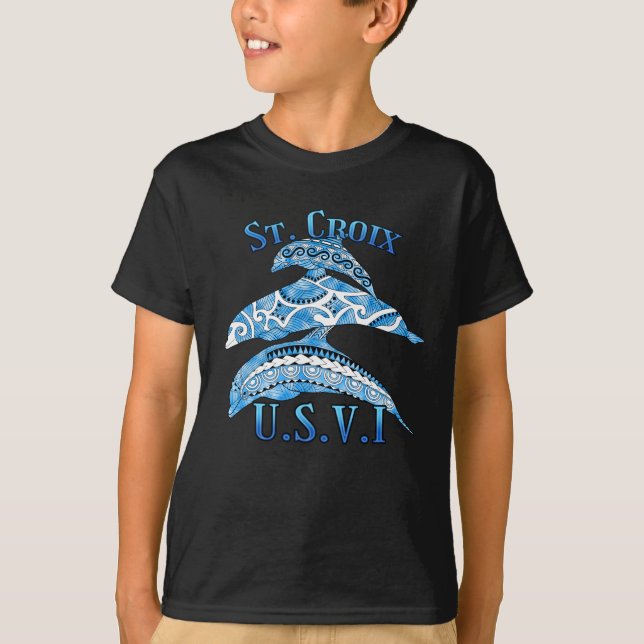 St. Croix USVI Vacation Tribal Dolphins T-Shirt (Vorderseite)