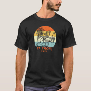 St Croix Usvi Vintag Pirate & Parrot Urlaub T-Shirt