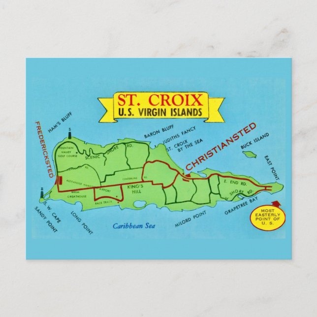 St Croix Vintage Postkarte (Vorderseite)