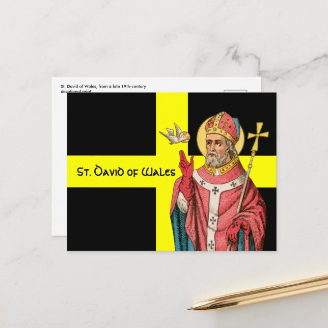 St. David of Wales (P 001) und Seine Flag Postcard Postkarte (Vorderseite/Rückseite Beispiel)