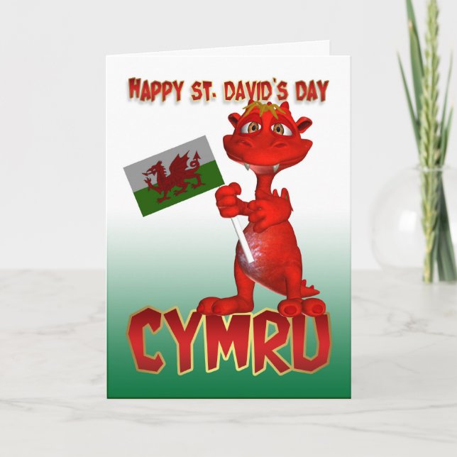 St. David's Day Card - Welsh Dragon Welsh Flag Karte (Vorderseite)
