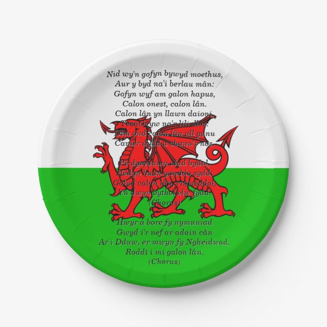St Davids Day Christmas Calon Lân 7" Pappteller (Vorderseite)