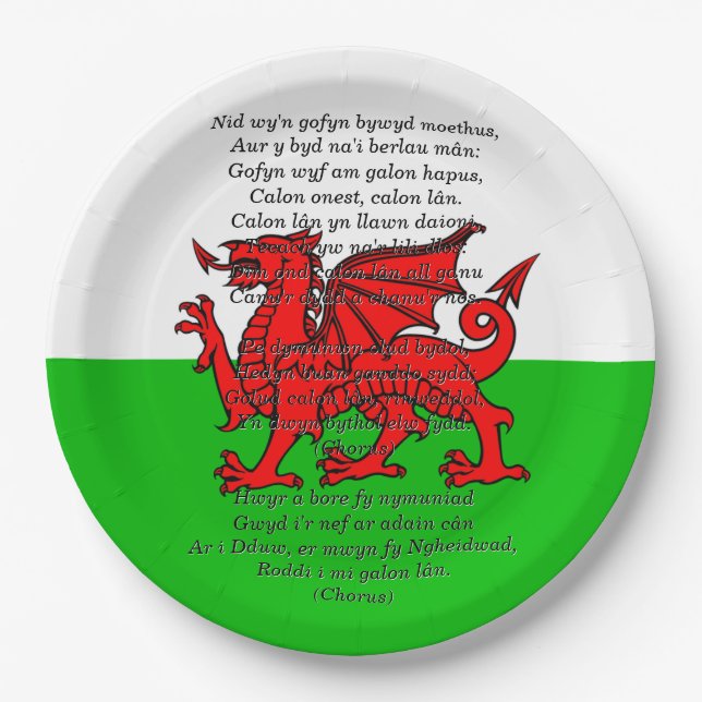 St Davids Day Christmas Calon Lân 9" Pappteller (Vorderseite)