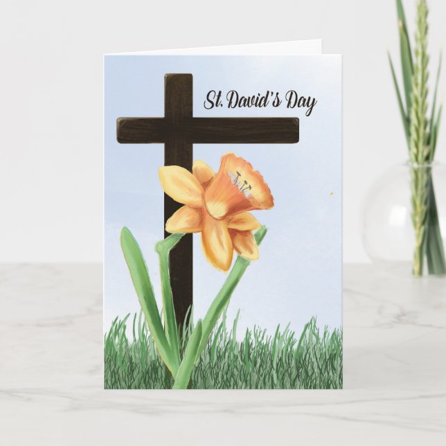 St Davids Day Daffodil Over Cross Karte (Vorderseite)