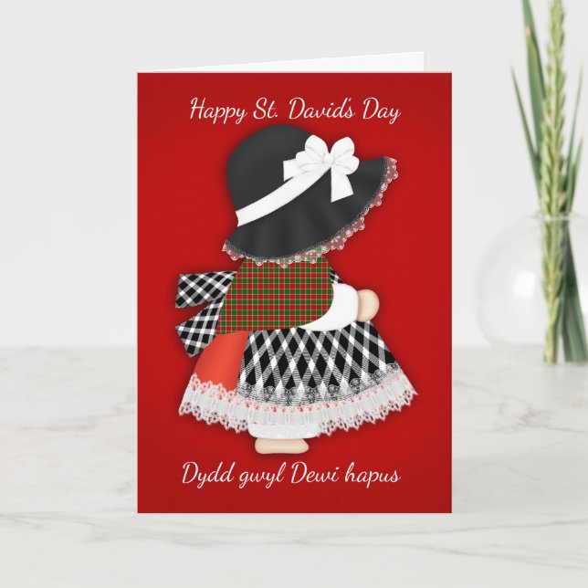 St. David's Day Welsh Doll, Grußkarte Karte (Vorderseite)
